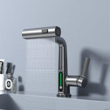 Brass kitchen faucet with digital temperature display