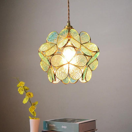 Floral Glass Pendant Light with Nordic-Inspired Motif