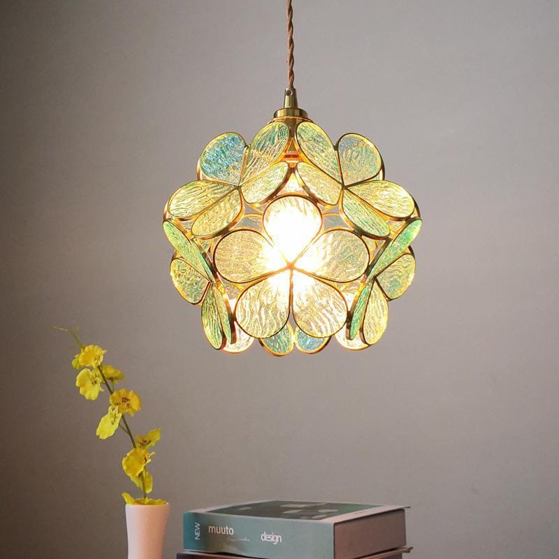 Floral Glass Pendant Light with Nordic-Inspired Motif
