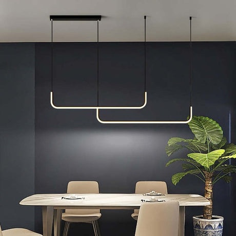 Modern metal pendant light with warm glow