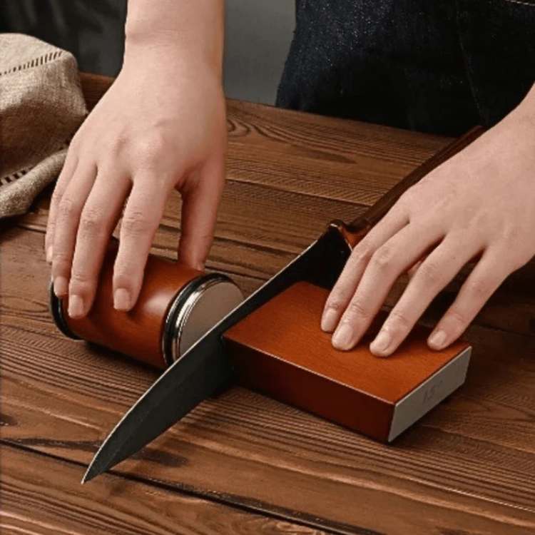 EdgeFlow Dual Grit Rolling Knife Sharpener For Kitchen Restores Sharp Blades - OpalDwell