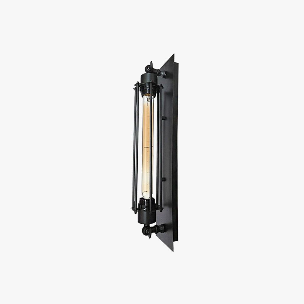 Black Cylinder Metal Wall Lamp Vintage Style Fixture