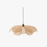 Wicker Pendant Light Installed Above Bed