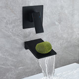 Wall-mounted waterfall bathroom faucet side profile view - single-handle control