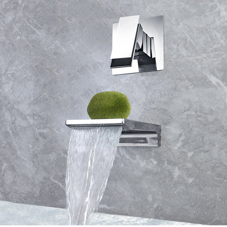 Wall-mounted waterfall bathroom faucet - single-handle control