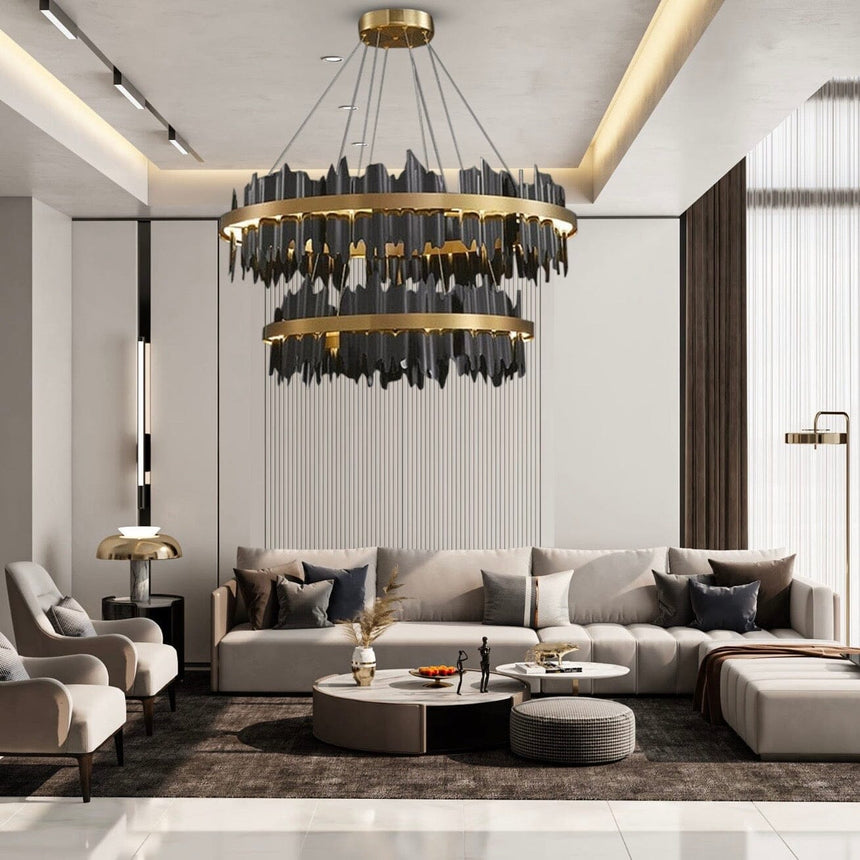 Aurelle Steel Chandelier Circular Design for Dining Room