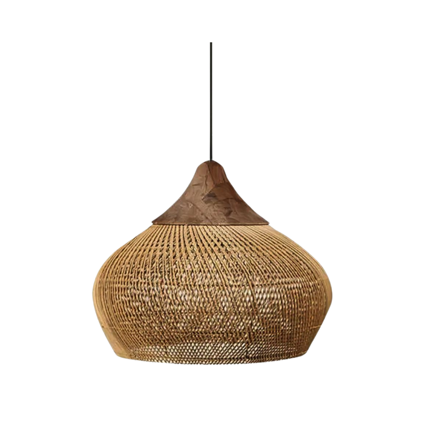Kevara Rattan Ceiling Lamp overall product view - OpalDwell