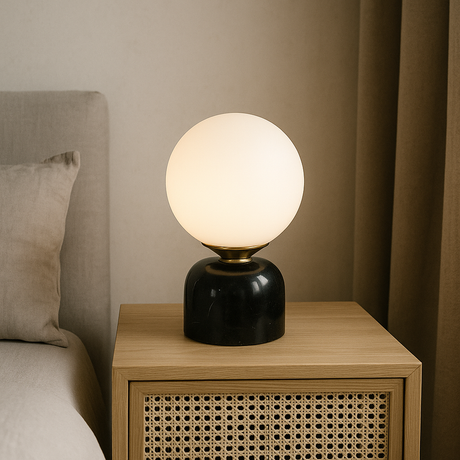 Marble and Glass Table Lamp for Home Interior