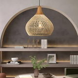 Kevara Rattan Ceiling Lamp natural shade texture close-up - OpalDwell
