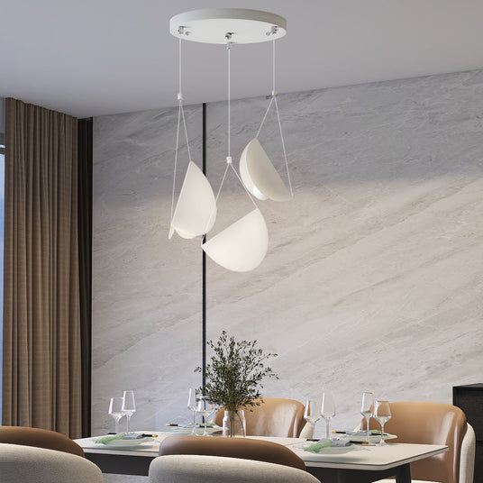 White Metal Pendant Lamp Close-Up of Folded Form