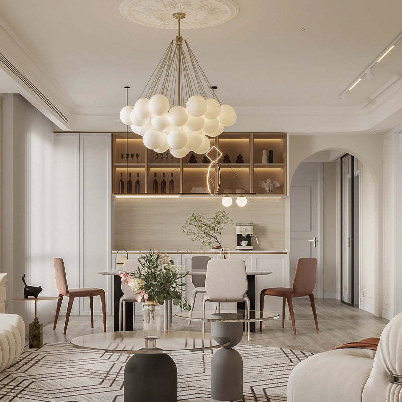 Pendant lamp installed above dining table