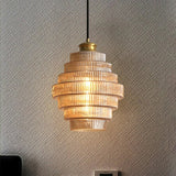 Aurelle Gilded Layered Glass Chandelier for Dining Room