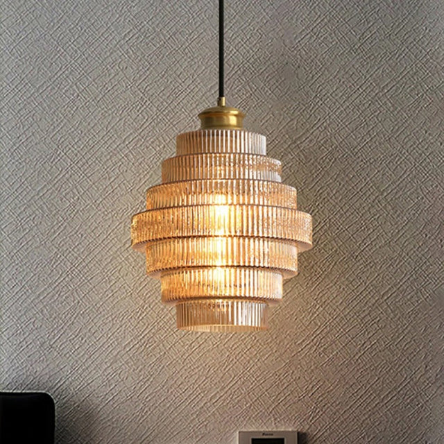 Aurelle Gilded Layered Glass Chandelier for Dining Room