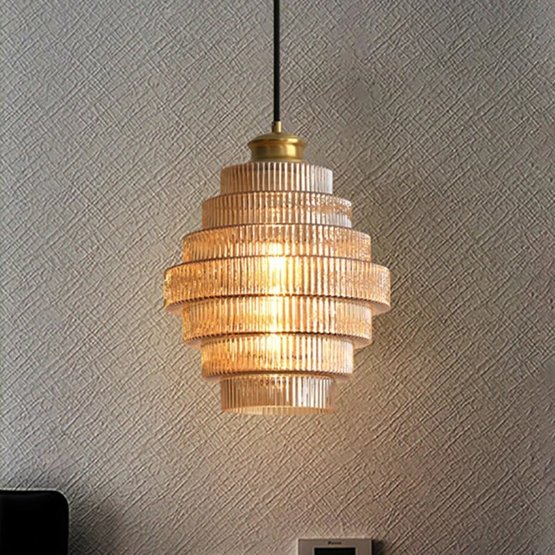 Aurelle Gilded Layered Glass Chandelier for Dining Room