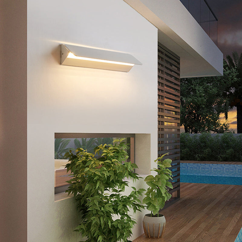 Rectangular Wall Lamp Front View White Finish