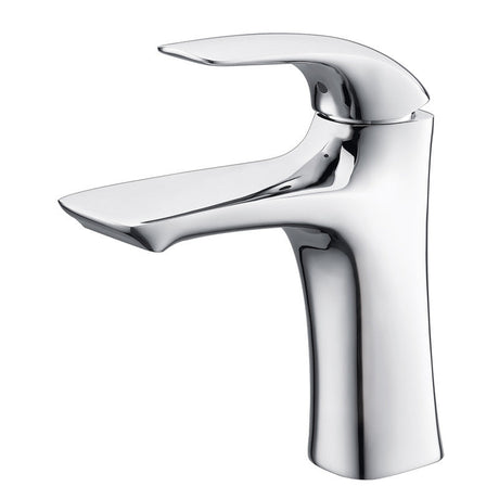 Single lever bathroom vessel faucet - curved spout