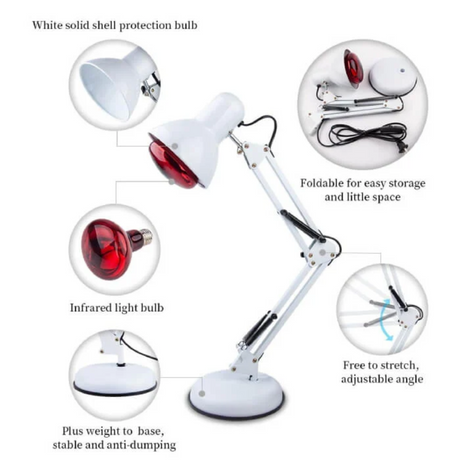 Infrared lamp dimensions and stand detail