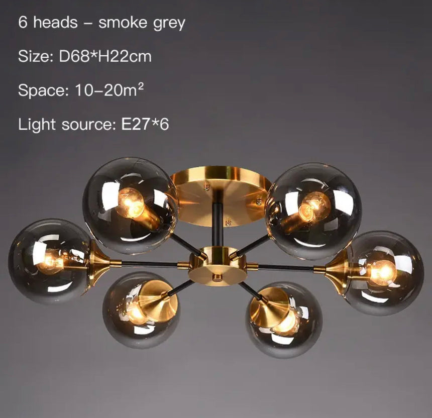 Jade Glass Chandelier Close-Up of Globe Shades