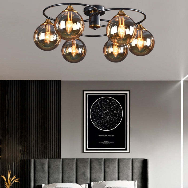 Smoked Glass Chandelier Close-Up of Dimmable Design