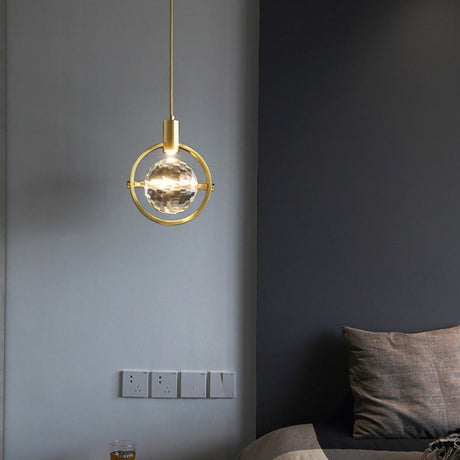 Crystal LED pendant lamp installed above table
