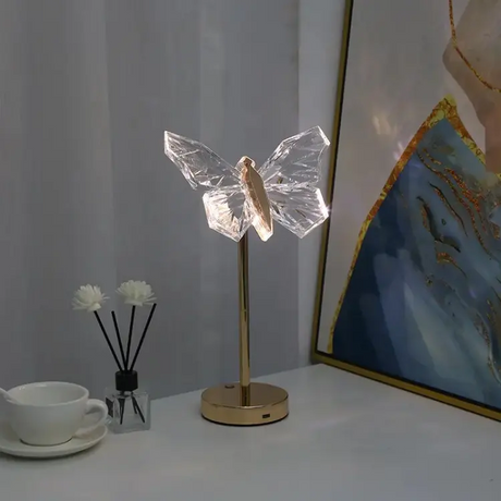 Crystal Butterfly Lamp Close-Up Detail View