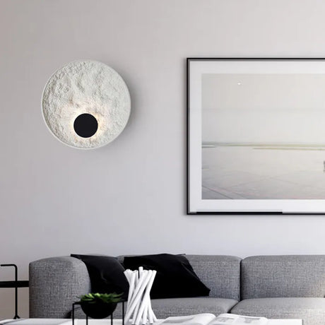 LunaSphere Resin Wall Lamp in a living room setting | OroDwell