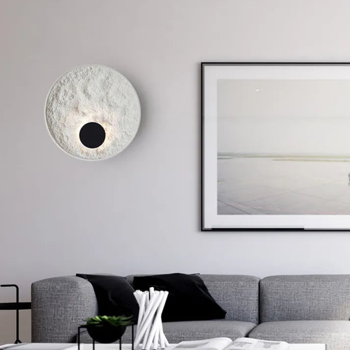 LunaSphere Resin Wall Lamp in a living room setting | OroDwell