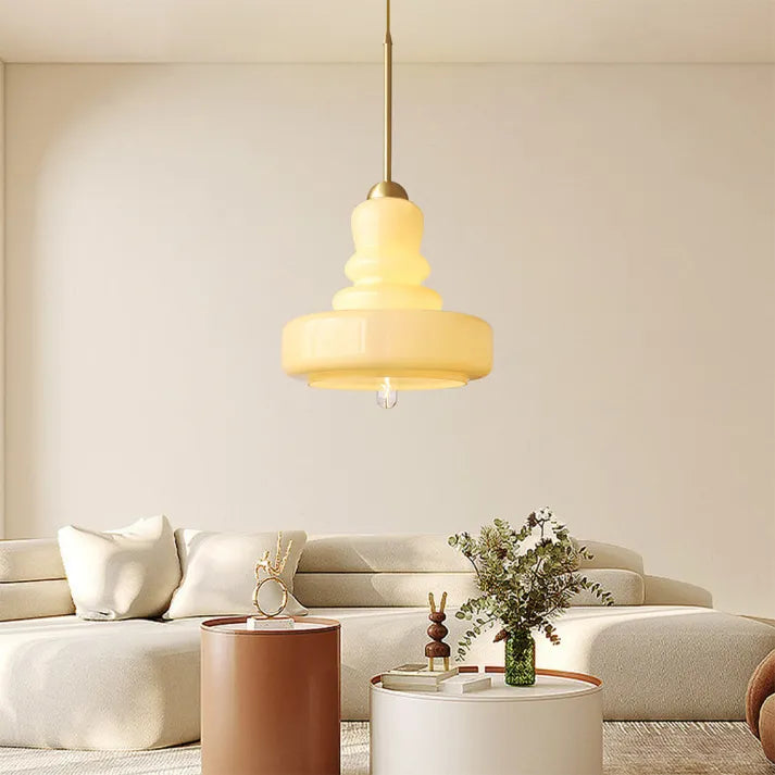 Cylindrical Glass Pendant Light for Dining Area
