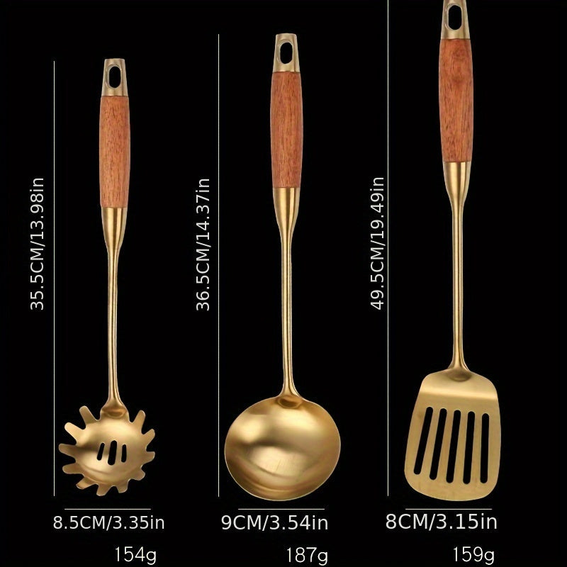 Gold plated utensil set for home kitchen decor