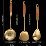 Stainless steel utensils with elegant gold accent