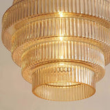 Art Deco Glass Stone Chandelier Polished Copper Finish