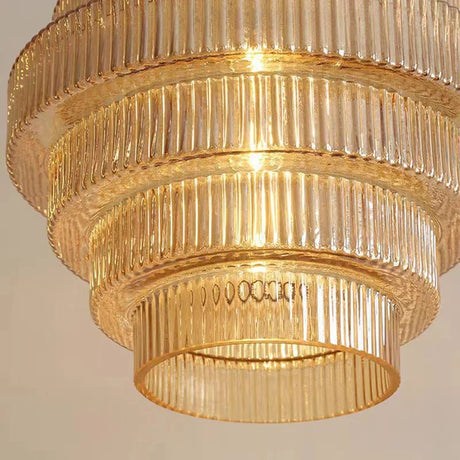 Art Deco Glass Stone Chandelier Polished Copper Finish