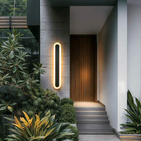 Black outdoor LED wall light for exterior walls