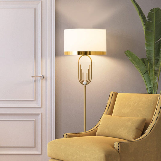Iron floor lamp gold finish detail