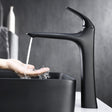 Vessel bathroom sink faucet with single-handle one-hole design