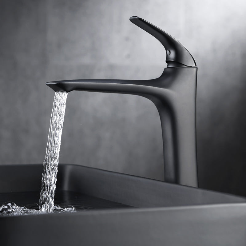 Single lever bathroom vessel faucet with one-hole sink installation