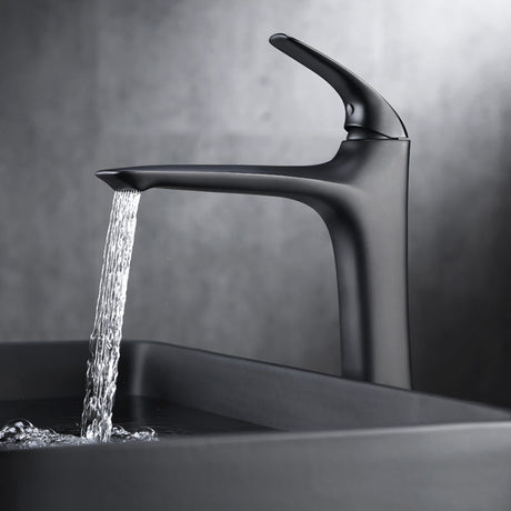Single lever bathroom vessel faucet with one-hole sink installation