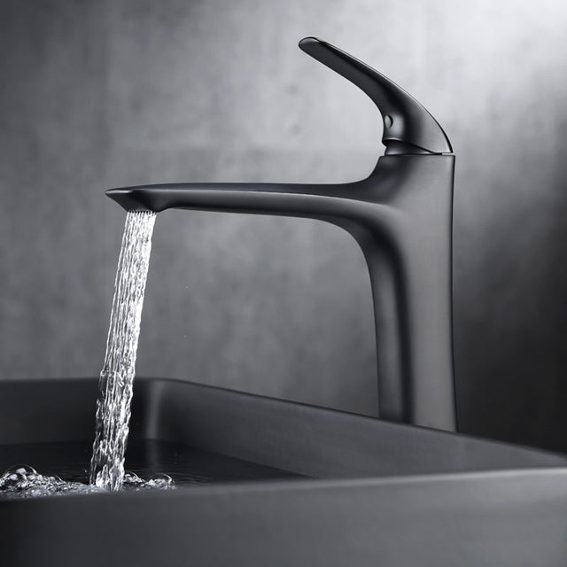 Single lever bathroom vessel faucet with one-hole sink installation
