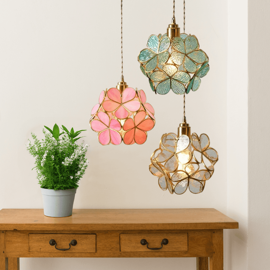 Floral Glass Pendant Light for Kitchen and Bedroom