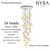 Glass Orb Chandelier 18 Heads Detail
