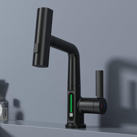 Brass kitchen faucet installed in a kitchen setting