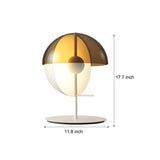 Table lamp with vertical half sphere smoked screen