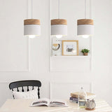 Metal Pendant Light Detail of Wood Accents