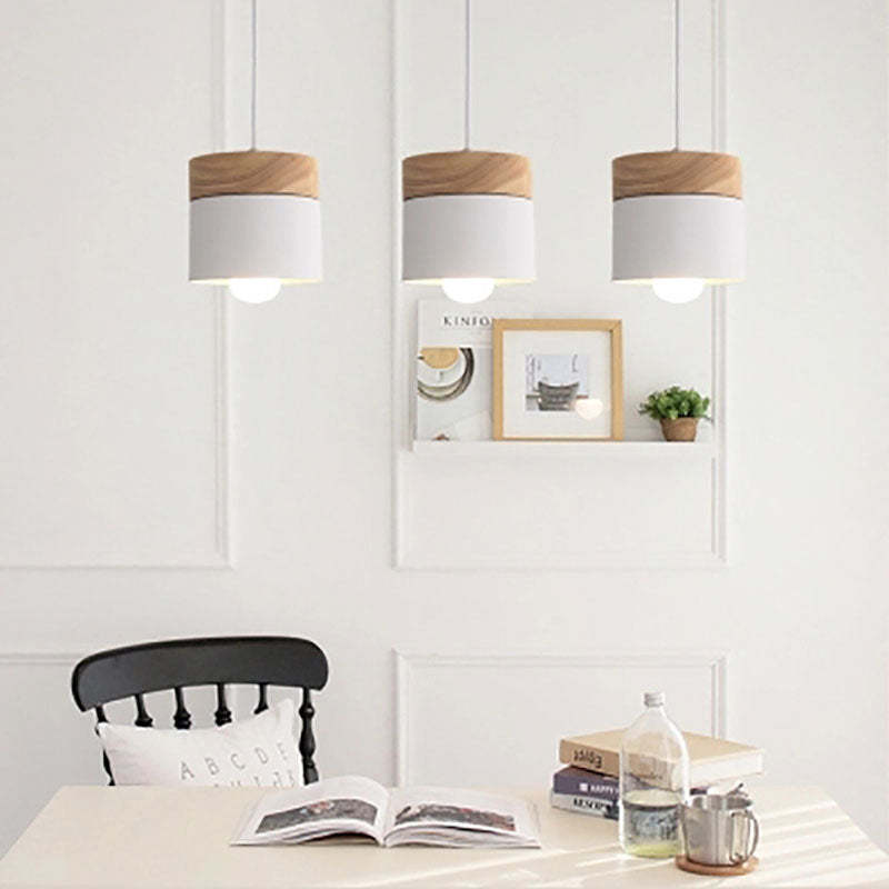 Metal Pendant Light Detail of Wood Accents