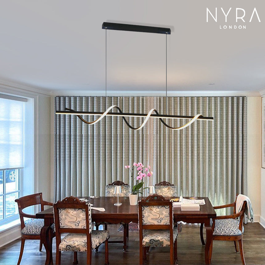 dimmable wave shaped pendant light fixture