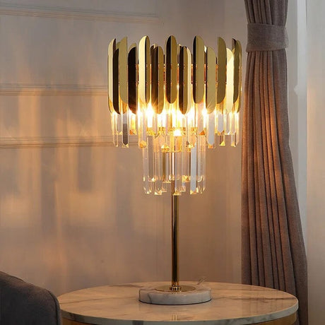 marble-base crystal lamp for bedroom ambiance