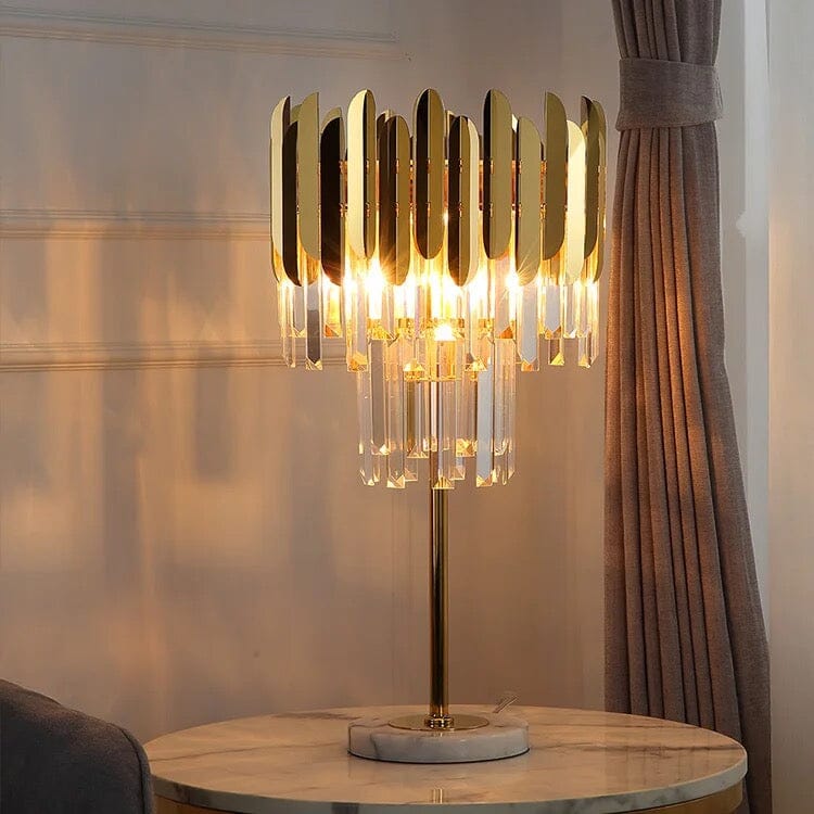 marble-base crystal lamp for bedroom ambiance