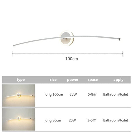 Led bathroom mirror wall light for modern bathroom decor