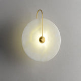 CelesteLume Alabaster LED Disc Sconce with Black Arm - OpalDwell