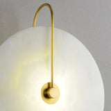 CelesteLume Alabaster LED Disc Sconce with Black Arm